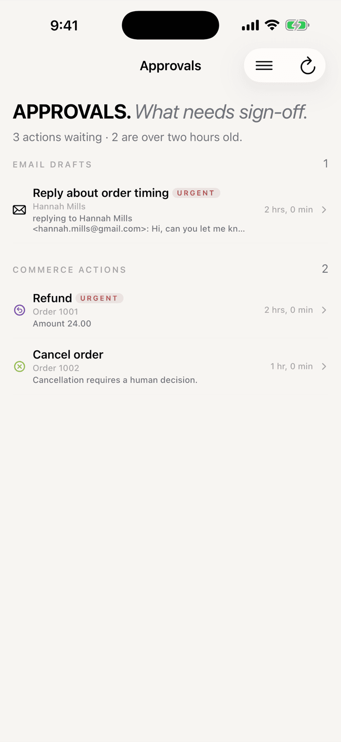 You stay in control in the Omniops iOS app
