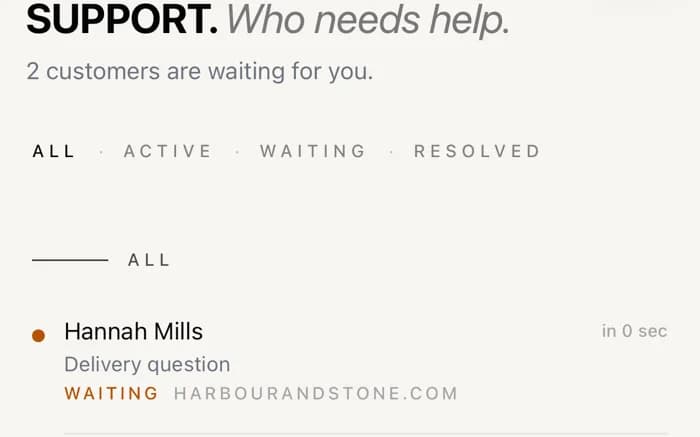 The support queue in the OmniOps iPhone app.