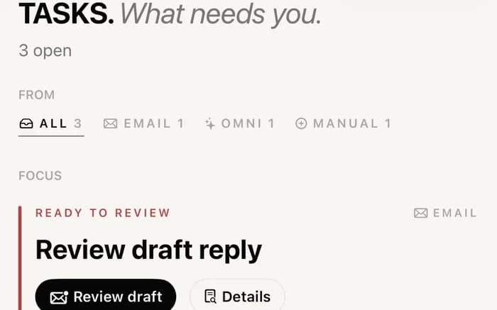 The tasks list in the OmniOps iPhone app.